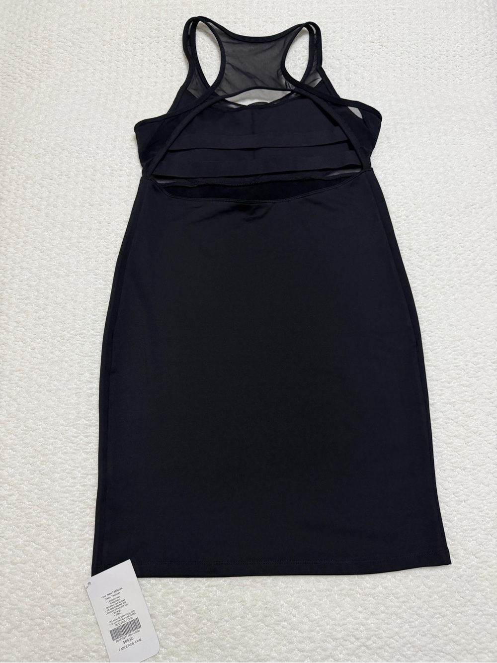 Fabletics Tropez Dress Black Mesh Cut-Out Strappy Back Women’s Size Large NWT - Picture 9 of 13